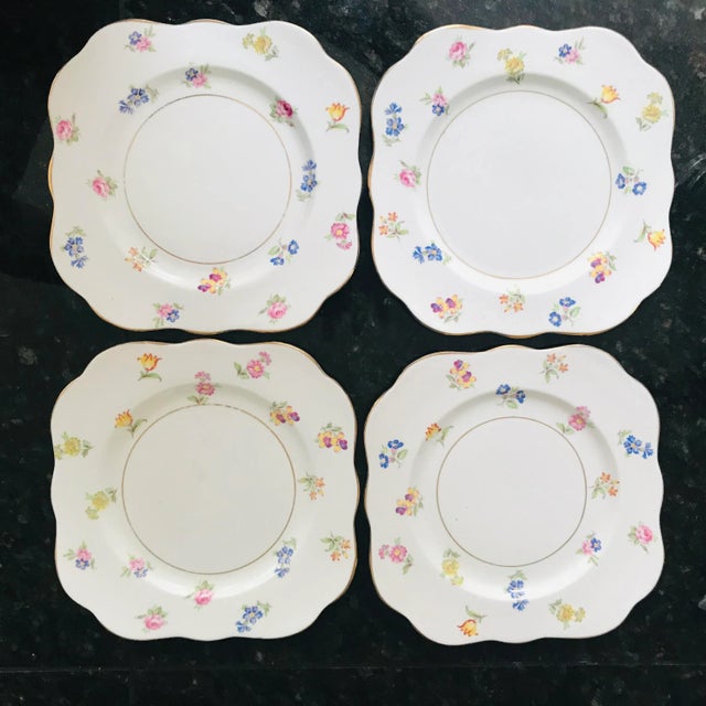 Ceramic M & R England "Scattered Flowers" Plates - Set of 4 For Sale - Image 7 of 7