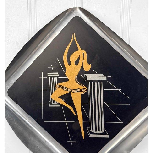 Mid-Century Atomic Aluminum & Black Enamel Ballet Dancer Wall Plaque - A Pair For Sale - Image 6 of 8