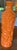 This is a charming mid-century style vase in a vibrant orange hue with an organically sculpted, freeform body and gently...