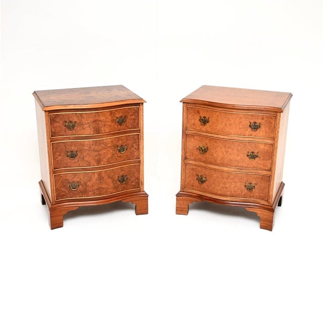 Antique Burr Walnut Bedside Chests, 1930, Set of 2 For Sale - Image 10 of 10