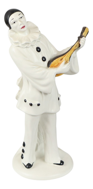 Vintage Ceramic Pierrot Statue with Lute, France, 1960s