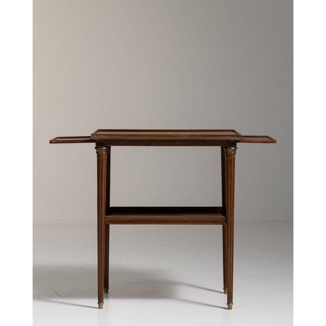 19th Century France Rich Walnut Brown Carved Walnut Side Table With Shelf For Sale - Image 4 of 11