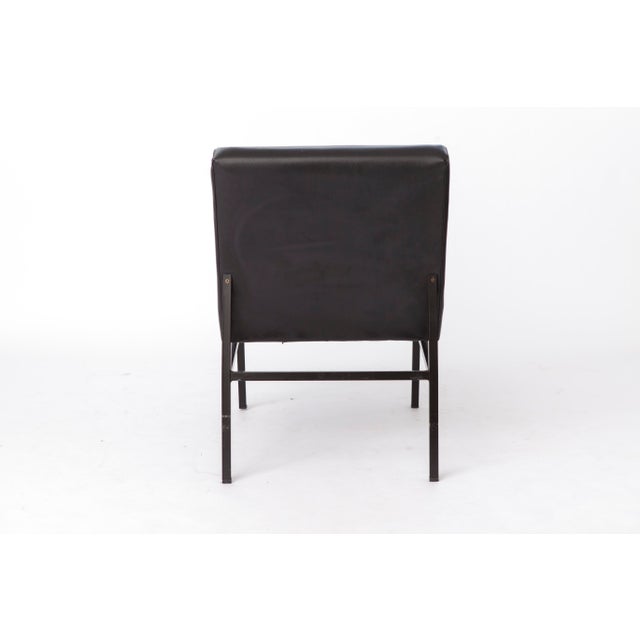 Metal Vintage Lounge Chair in Black Faux Leather from Stol Kamnik, Slovenia, 1960s For Sale - Image 7 of 9