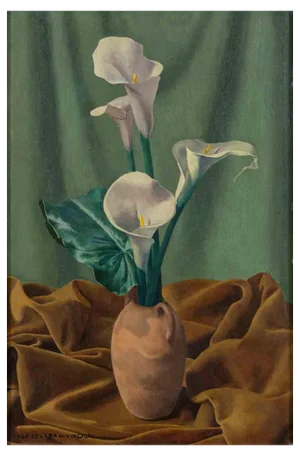 Ugo Celada, Still Life with Calla Lily, Oil on Canvas, 1940s