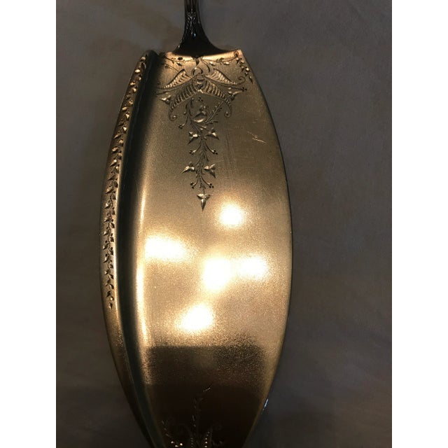 Late 19th Century 1870s Gorham Sterling Swiss Pattern Bright Cut Fish Serving Set Boxed - Set of 2 For Sale - Image 5 of 9