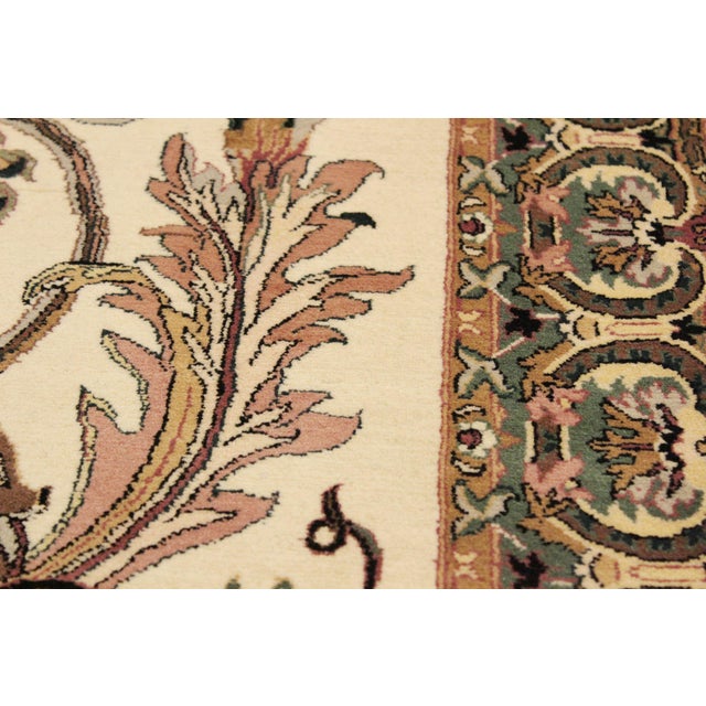 1990s Shabby Chic Bhati Pak-Persian Ivory/Green Wool Rug - 4'1'' X 6'7'' For Sale - Image 5 of 9