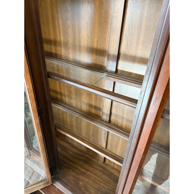 Vintage MCM Tobago Style Lighted China Cabinet For Sale - Image 9 of 12