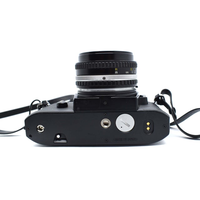 Metal 1980's Nikon Em 35mm SLR Camera Film Bundle With Lens and Power Winder For Sale - Image 7 of 10