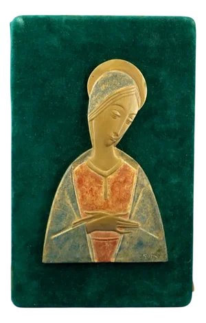 20th Century Gilded Bronze Plaque Sculpture Praying Madonna by Mario Gatti for Guido Reni, Italy, 1950s