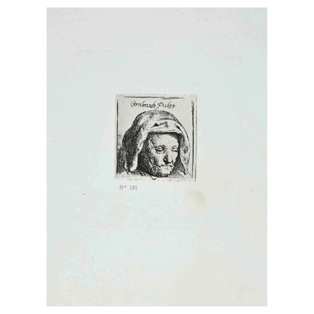 After Rembrandt, The Artist's Mother, Etching, 19th Century For Sale