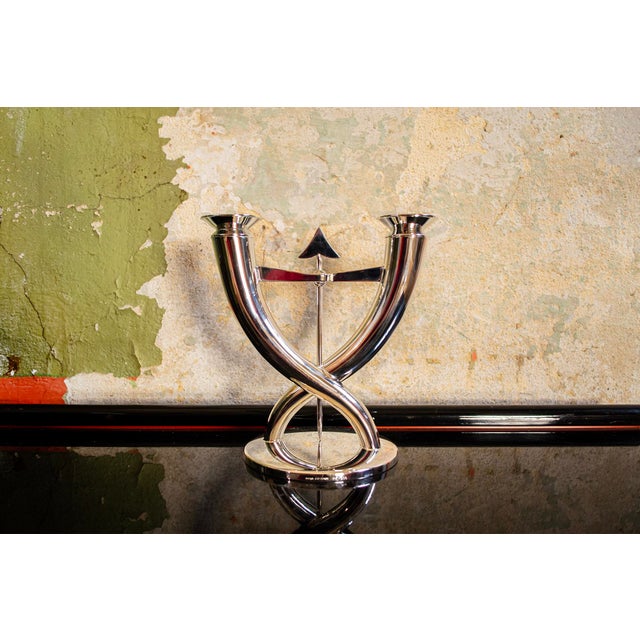 Silver Fleche Silver-Plated Candelabra by Gio Ponti for Christofle, 1928 For Sale - Image 8 of 8