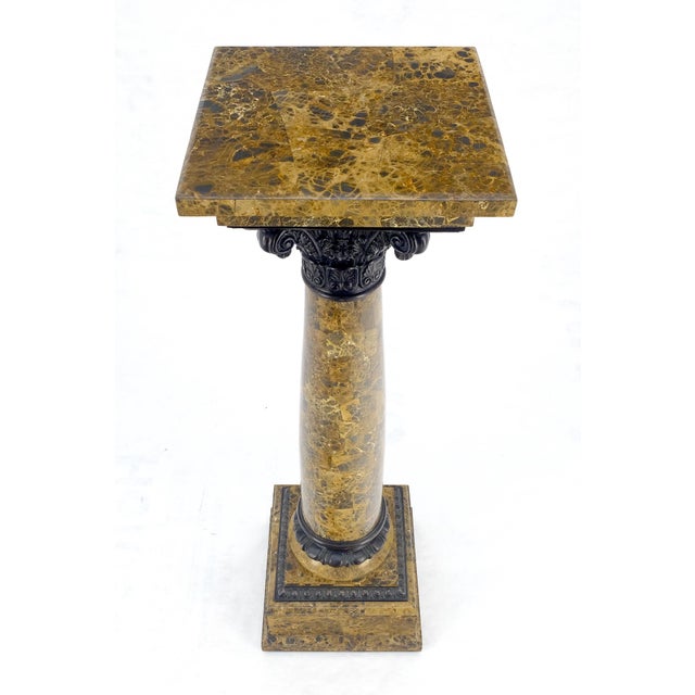 Neoclassical 14" Square Top Tapered Column Pedestal Stand Lamp Table MINT