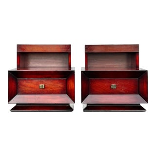 Mid Century Mahogany Hollywood Regency Style Nightstands - a Pair For Sale