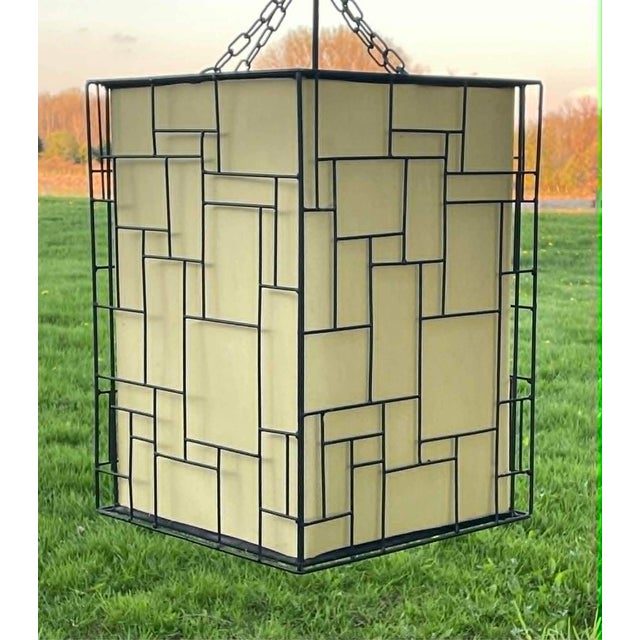 1950s Mid-Century Modern Geometric Pendant Light and Table Light Set ~ in the Style of Piet Mondrian For Sale - Image 9 of 12