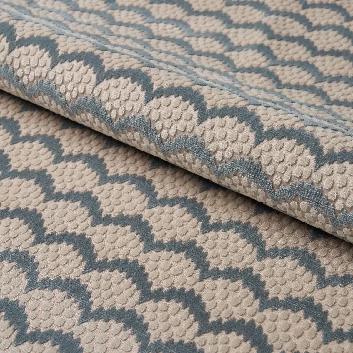 Schumacher x Neisha Crosland Pollen Cut Velvet Fabric in Soft Jade ...