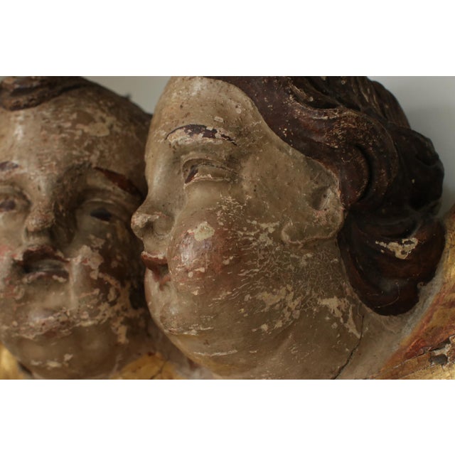 18th Century French Baroque Carved Giltwood Cherub Head Fragment Wall Ornament For Sale - Image 4 of 12