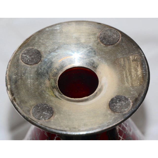 1900 - 1909 Early 20th Century Ruby With Silver Overlay Vase For Sale - Image 5 of 13