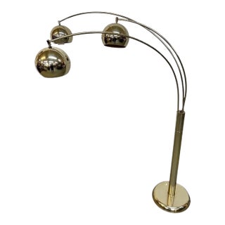 Vintage Italian Modern Brass Arc Floor Lamp For Sale