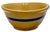 American Antique Thick Yellow Ware 12 Inch Kitchen Mixing Bowl With Unusual 2 Color Blue Banded Decoration - Late 1800s. For Sale - Image 3 of 18