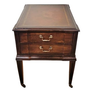 Vintage American English Style Mahogany & Leather Night End Sofa Table For Sale