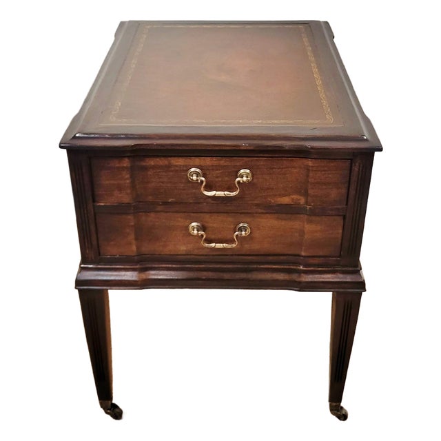 Vintage American English Style Mahogany & Leather Night End Sofa Table For Sale