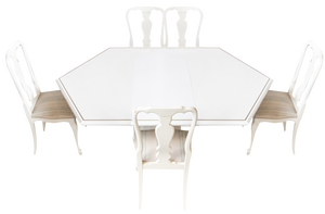 Extendable Dining Table with 5 Lacquered White Chairs by Mario Sabot, 1980s, Set of 6