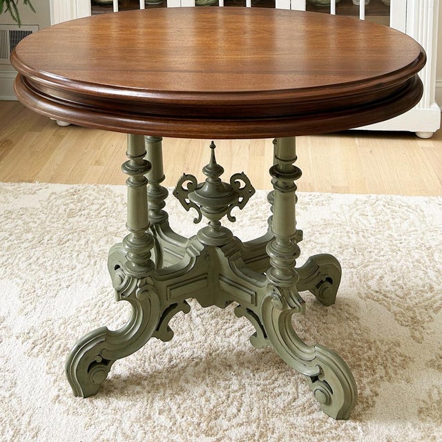 Late 19th Century French Country Victorian Refinished Parlor Table Elevate your space with this breathtaking, one-of-a-...