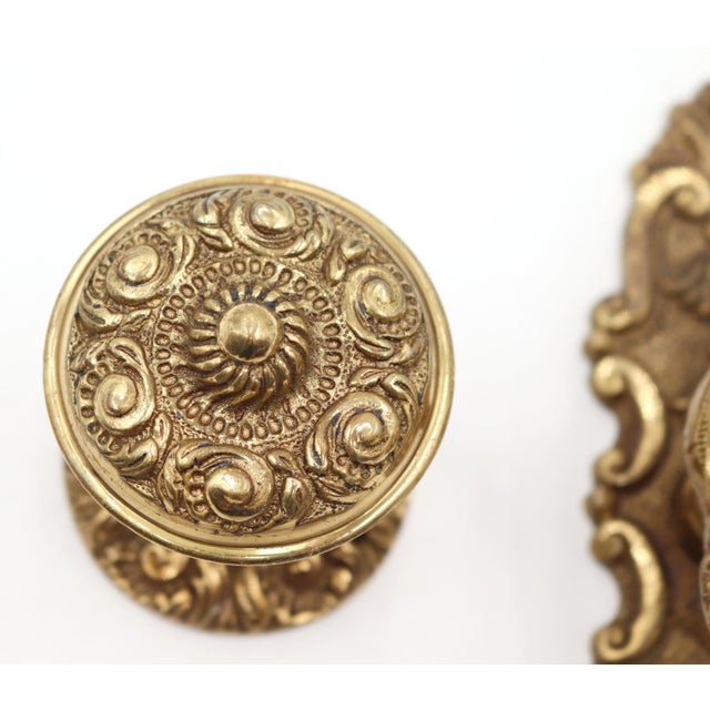 Victorian Brass Knob & Swan Lever Passage Door Set For Sale - Image 6 of 8