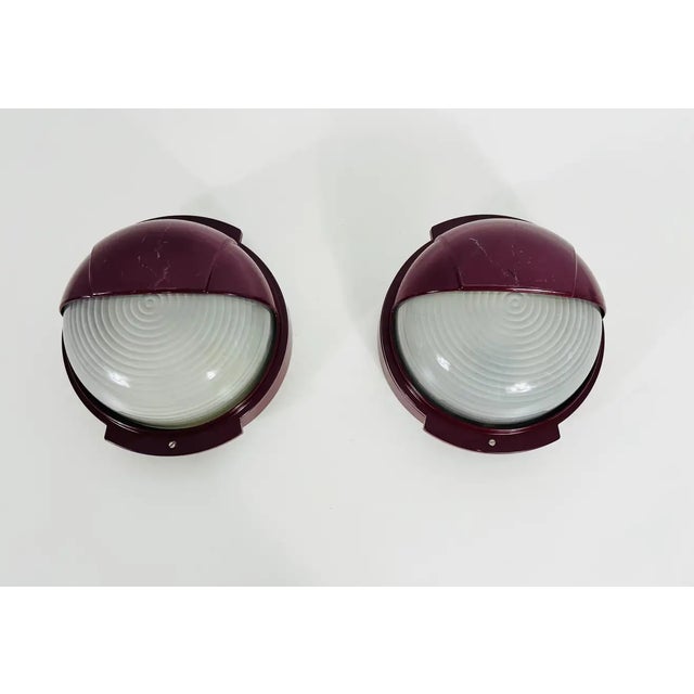 Midcentury Metal and Glass Wall Lamps, Italy, 1960s - A Pair For Sale - Image 4 of 12