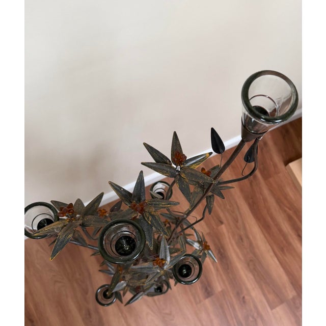 Vintage Wrought Iron Botanical Floor Candelabra For Sale - Image 17 of 18