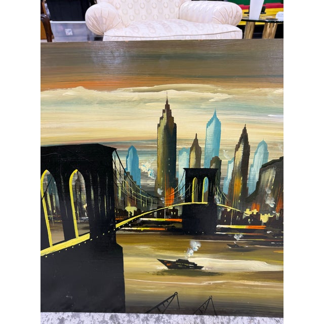 Edgar a Starek Painting Oil on Board Signed 1976 New York City For Sale In Atlanta - Image 6 of 9