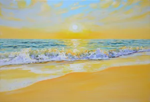 Affectionate Sunset Over the Ocean.Modern Original Painting.