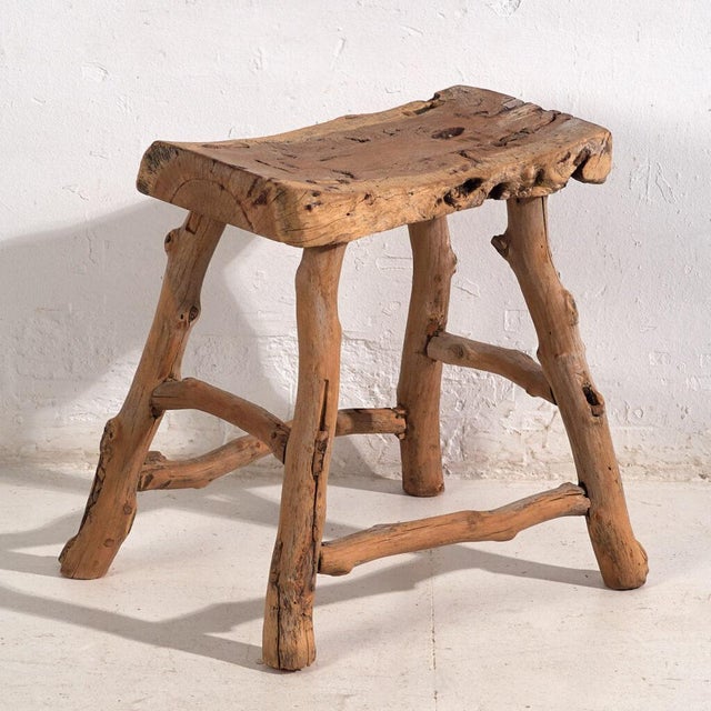 Antique Stool in Elm, 1900s For Sale - Image 10 of 10