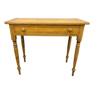 Primitive Farmhouse Handmade and Painted Pine Table With Drawer For Sale