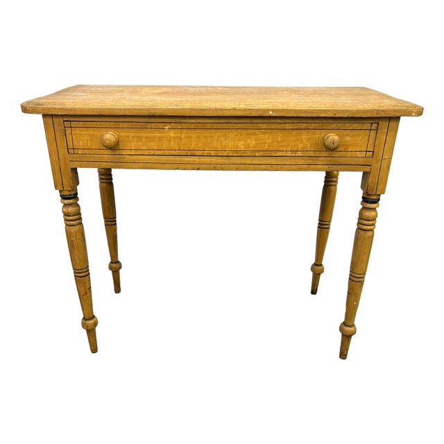 Primitive Farmhouse Handmade and Painted Pine Table With Drawer For Sale