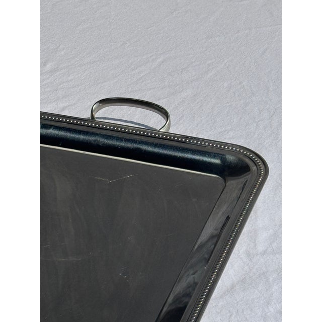 Classic Silver Tray with Pearl Stripe Frieze, 1980s For Sale - Image 14 of 18