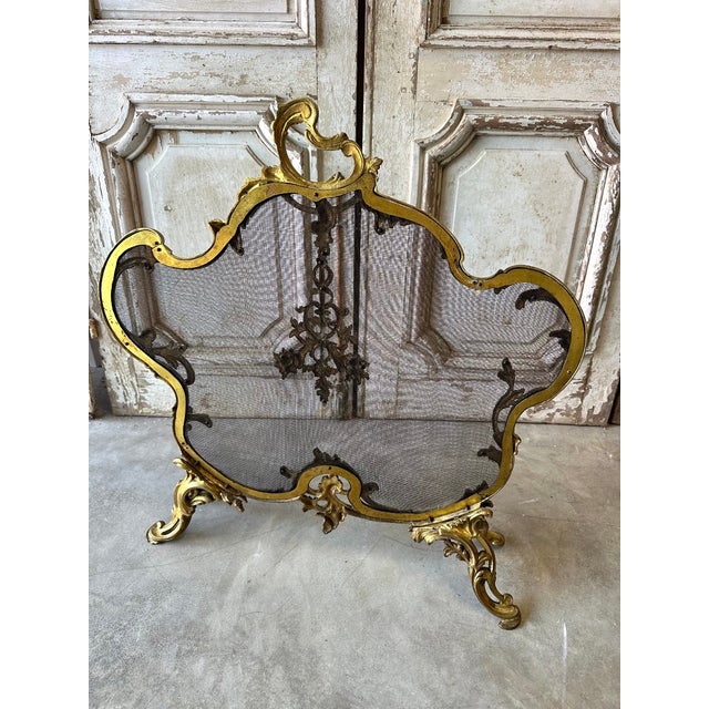 Gold Small Bronze Fire Screen, France, 1900 For Sale - Image 8 of 9