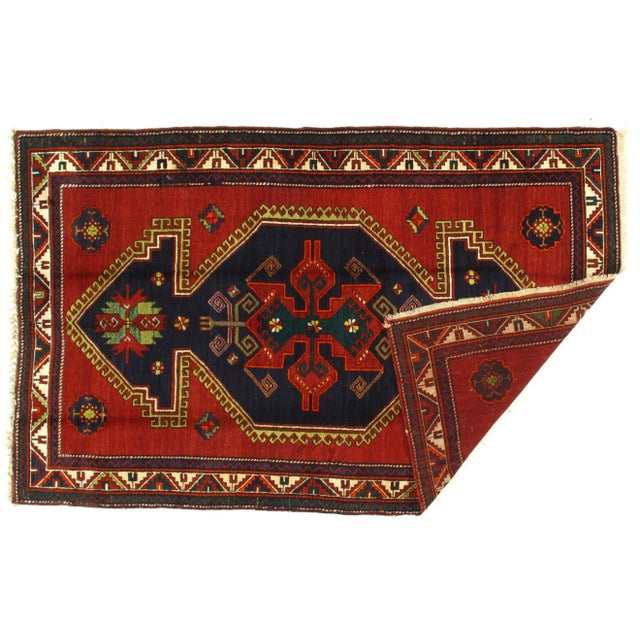 This is an original Russian Kazak rug. The piece dates back to the late 19th century. Handmade Hand-knotted Lamb's Wool on...
