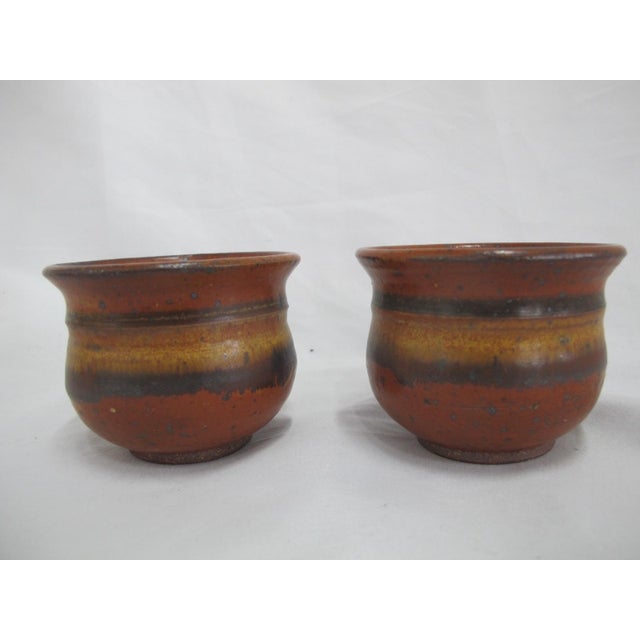 American Mid 20th Century Wally Schwab Pacific Nw Stoneware Studio Pottery Small Pot or Punch Cup - Set of 8 For Sale - Image 3 of 15