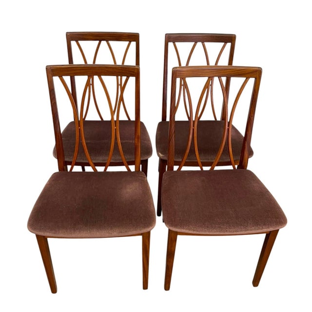 Set of 4 Mid Century Modern Dining Chairs With Sculptural Back Design, Uk Import For Sale - Image 4 of 9