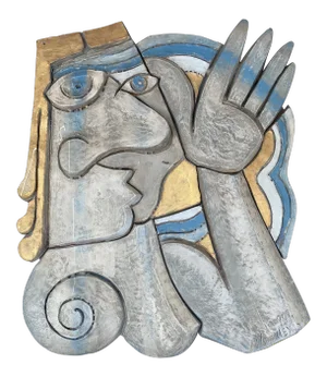 Picasso Style Ceramic Sculptural Wall Plaque