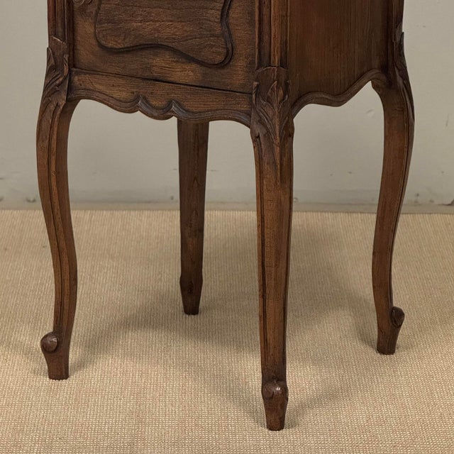 Pair of Antique French Louis XV Oak Nightstands With Carrara Marble For Sale - Image 10 of 18