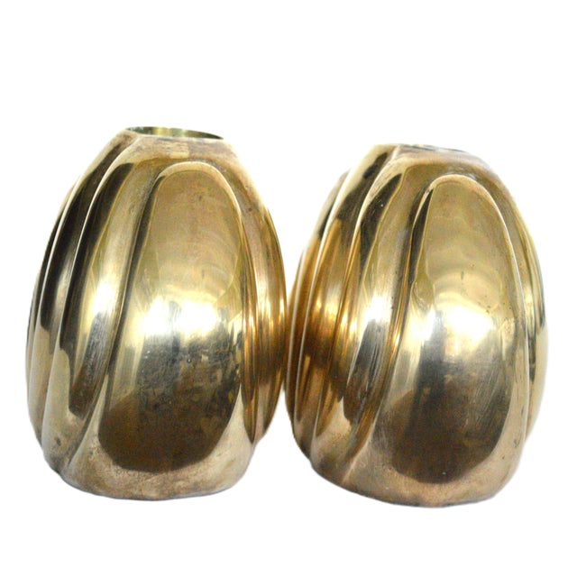 1980s 1980s Dolbi Cashier Post Modern Brass Candle Holders - Set of 2 For Sale - Image 5 of 9