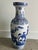 Vintage Hand-Painted Chinoiserie Floor Vase With Blue & White Floral and Avian Motif For Sale - Image 9 of 12