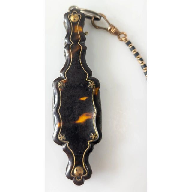Late 19th Century 19th Century Victorian Fine Lorgnette Glasses With Gold Inlay and Enamel Watch Fob For Sale - Image 5 of 9