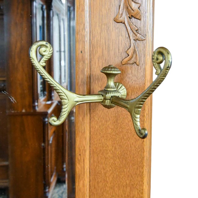 Vintage White Oak Coat Rack Bench For Sale - Image 10 of 12