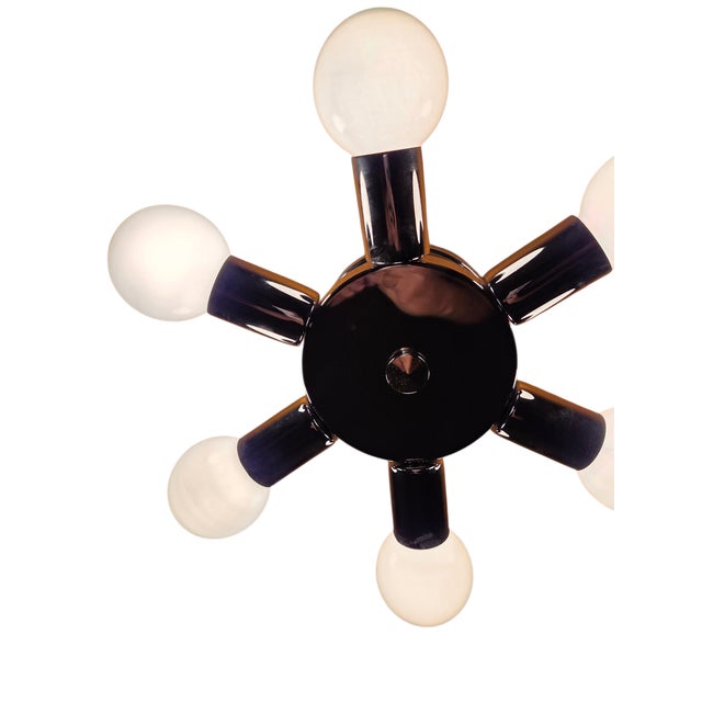 Vintage Space Age Chrome Sputnik Ceiling Light Mid Century Mount Chandelier For Sale - Image 4 of 10