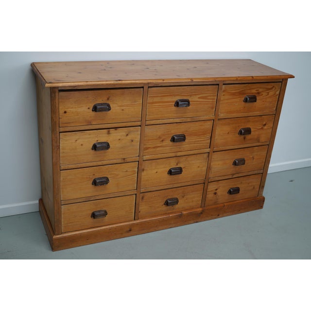 Industrial German Pine Apothecary Cabinet, 1930s For Sale - Image 3 of 18