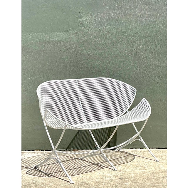 Mid-Century Modern Mid-Century Modern Salterini “Orange Slice” Metal Mesh Bench For Sale - Image 3 of 18