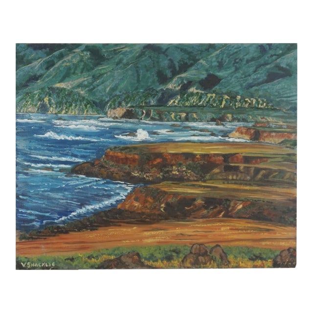 Original Oil Painting Big Sur, Monterey California Landscape by Virginia Shackles For Sale